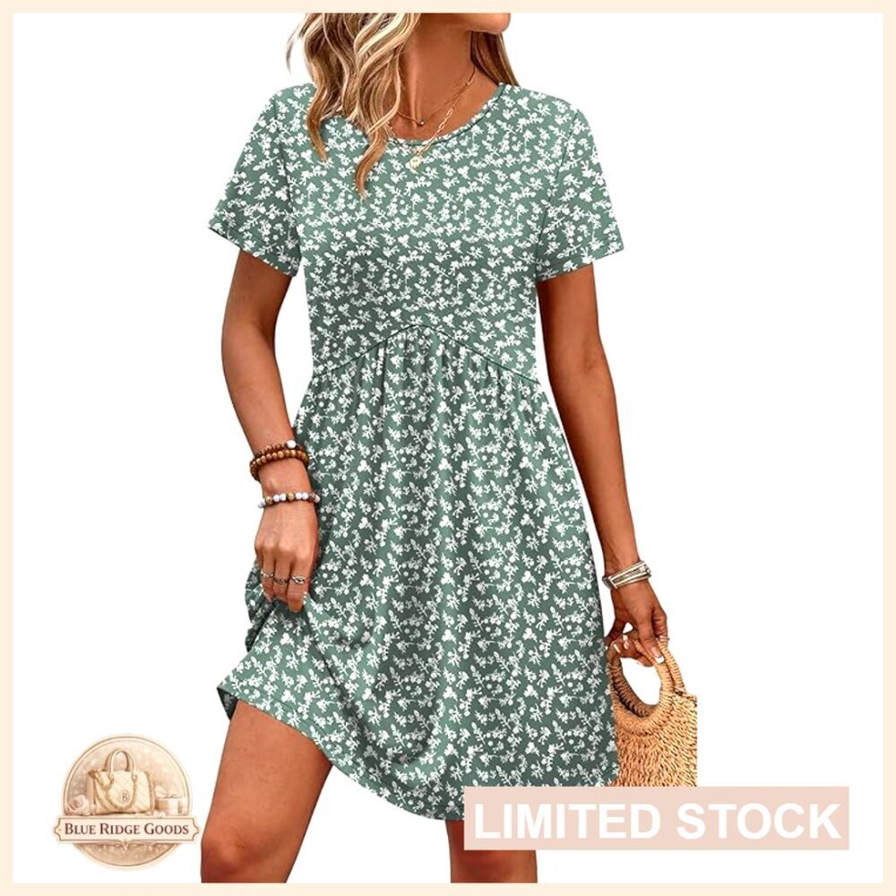 Floral Empire Waist Maternity Dress Casual Spring Summer Short Sleeve with